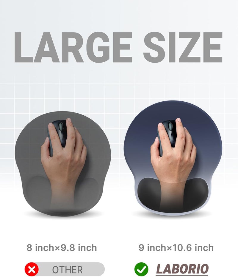 Laborio Ergonomic Mouse Pad with Wrist Rest, Large Mousepad(10.6'' x 9''), Wrist Support Mouse Mat with Non-Slip Base, Pain Relief for Laptop & Computer(Gradient Blue Black) - Image 4